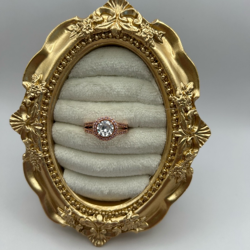 Fragrant Jewels brand Rose Gold Halo Ring costume jewelry